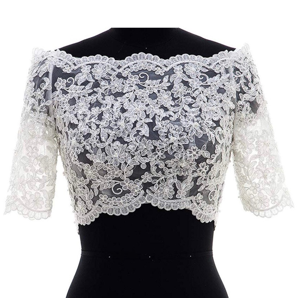 Ivory wedding bolero off the shoulder topper
